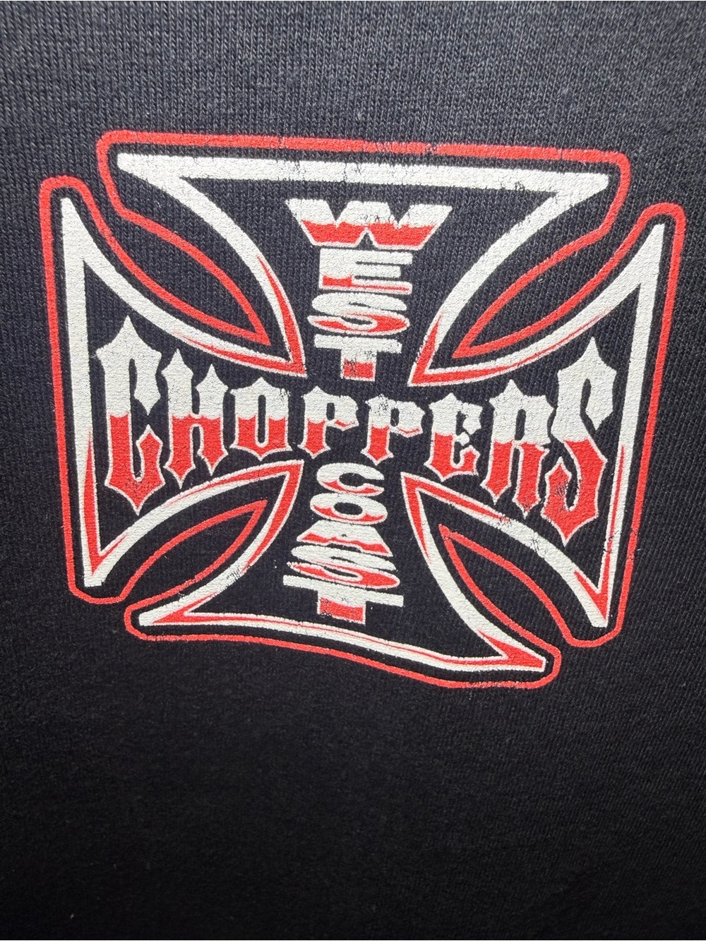 West Coast Choppers Black Short Sleeve Tee with Red & White Graphic